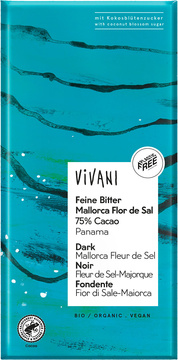 Bio Hořká čokoláda s mořskou solí 80g VIVANI