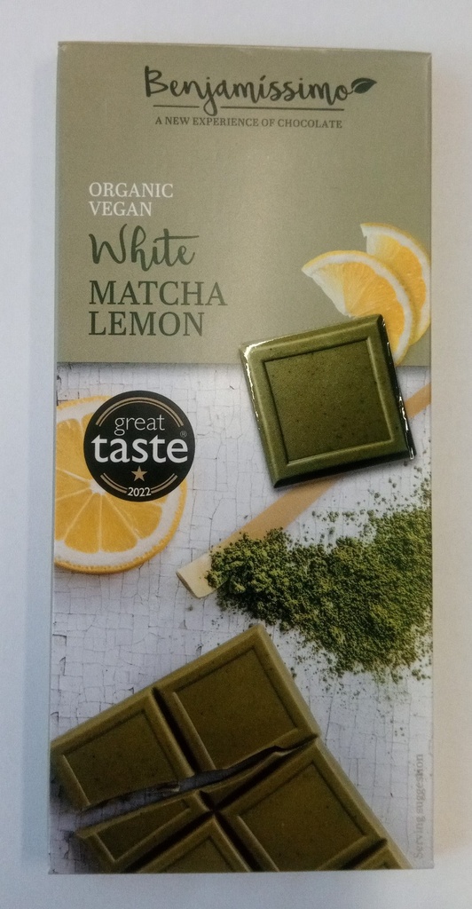 Bio čokoláda Bílá Matcha citron 70g Benjamissimo