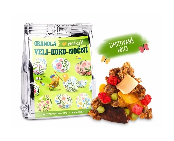 Granola VELI - KOKO - NOČNÍ s kokosem, lyof. ovocem a čoko křupinkami 60g Mixit