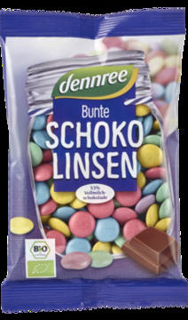 Lentilky čokoládové barebné 100g BIO Dennree