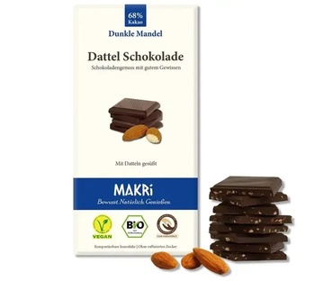 MAKRi Bio Datlová tmavá čokoláda s mandlemi 68 % 85g