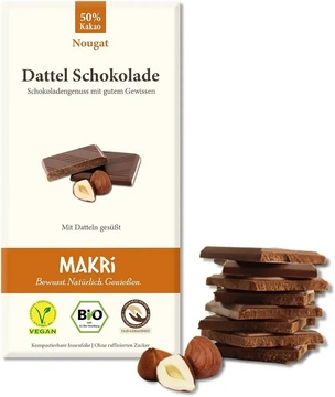 MAKRi Bio Datlová čokoláda nugátová 50 % 85 g 