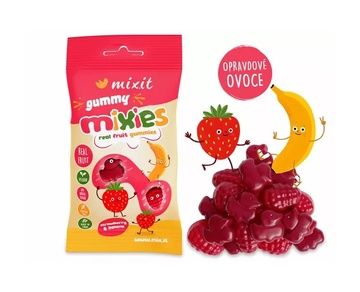 Gummy mixies ovocné želé bonbóny jahoda+banán 35g Mixit