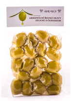 Originální řecké olivy zelené s česnekem 150 g Hermes