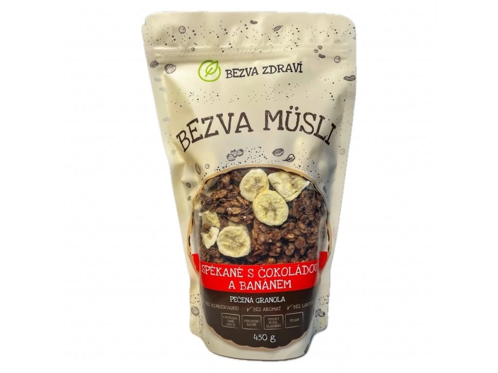 Spékané bezva müsli s čokoládou a banánem 450g Bezva zdraví