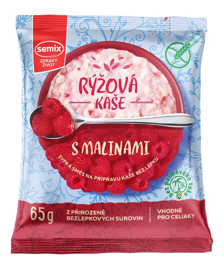 Rýžová kaše s malinami 65g SEMIX
